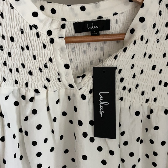 Lulu’s. White w/ black polka dot shift dress. NWT. - Picture 2 of 3